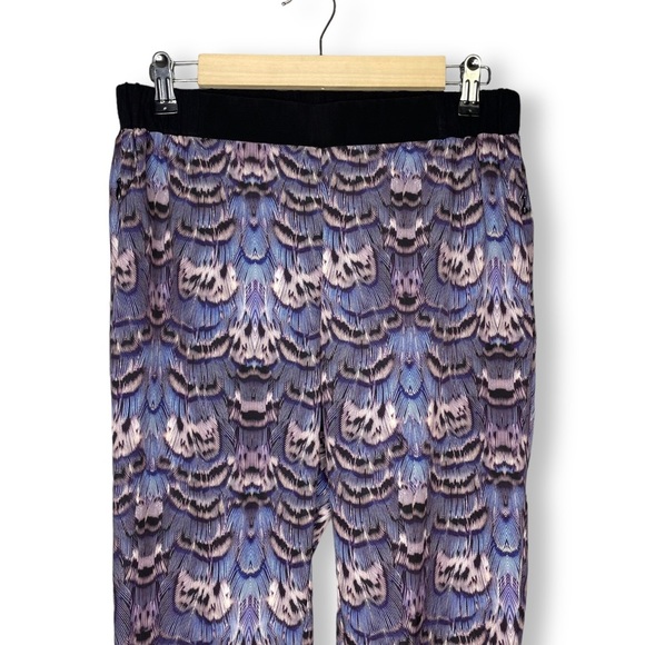 Tibi Ibis Print Jogger Pants Easy Track Pant Purple Feather Joggers Size XS - Picture 6 of 11
